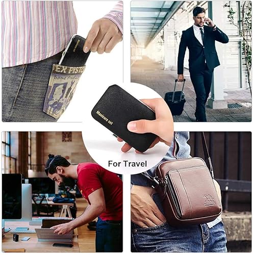 Miniatura 6 de Juego de manicura, mini cortaúñas de viaje, kit de herramientas de cuidado de pedicura, 10 piezas de acero inoxidable (azul)