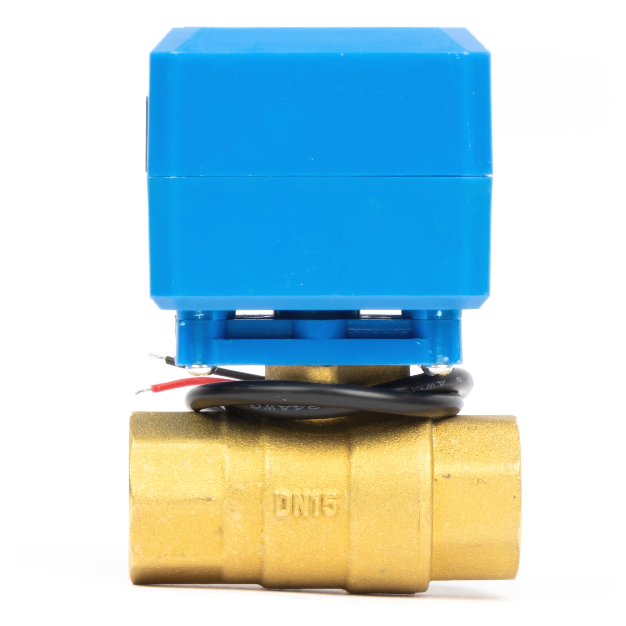 Valvola a sfera motorizzata in ottone da 1/2", ritorno automatico a 2 fili, 9-36 V AC/DC con 2 spie, normalmente chiusa