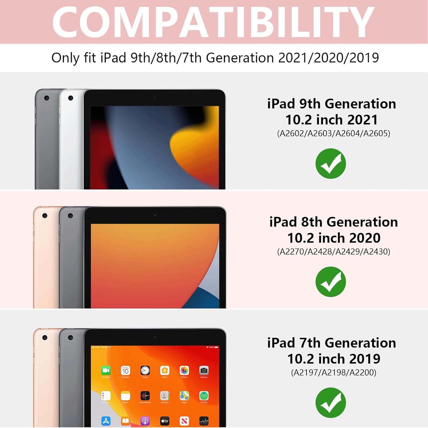 KBCASE Touchpad Keyboard Case for iPad 9th/8th/7th 10.2 inch, Backlit Trackpad Keyboard, 360°Rotatable Case with Keyboard for iPad 9th/8th/7th Gen, with Pencil Holder (Rose Gold) - Image 2