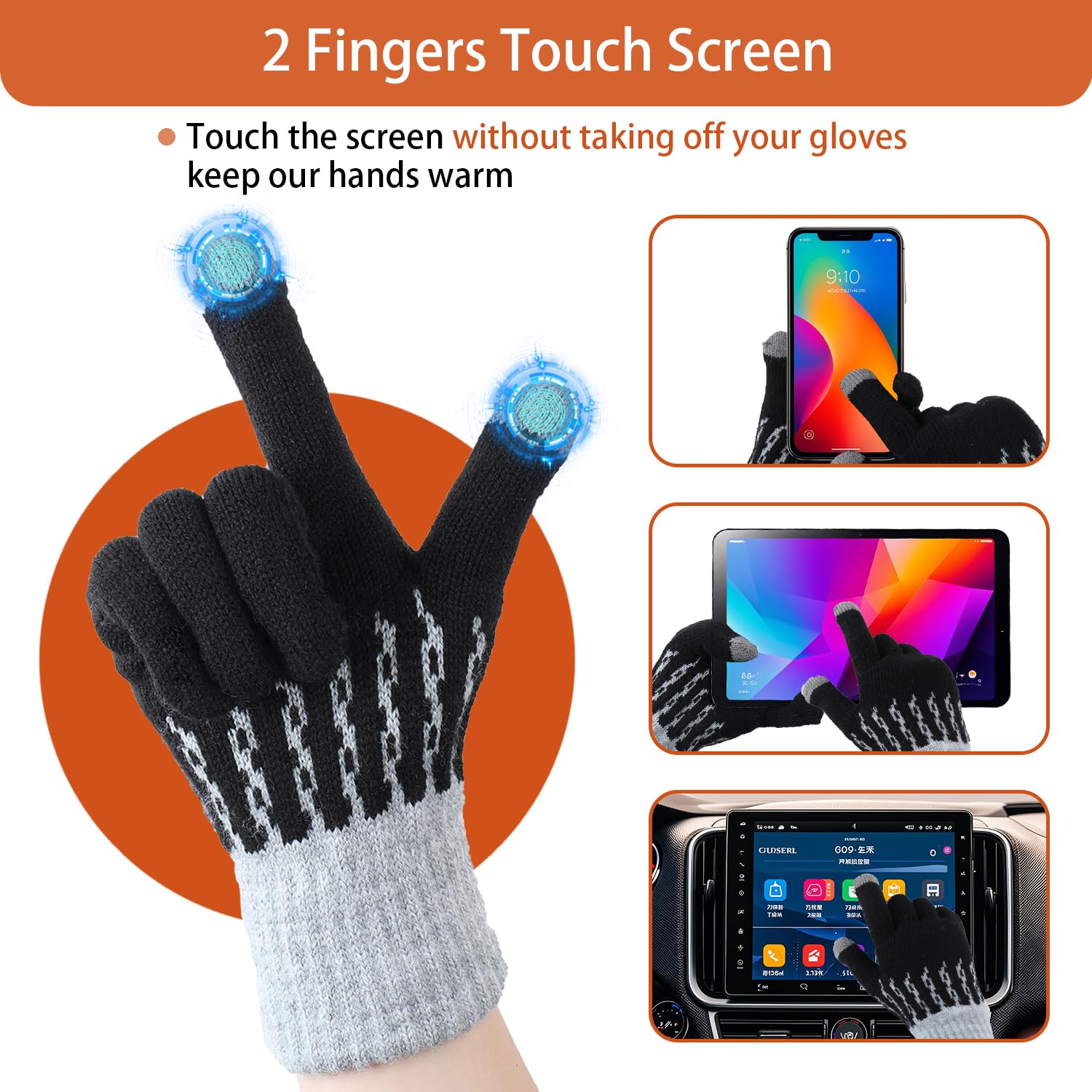 Gant De Soie Gants Chauffants USB Mixte Double Face,