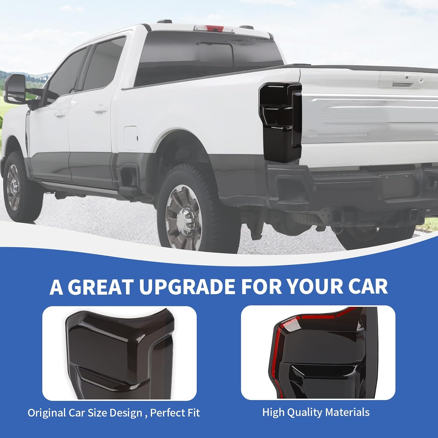 RAZPOY Tail Light Cover, Smoked Rear Light Guards Trim Compatible with Ford F250/F350/F450/F550 2023 2024 2025, Smoke Black (with Blind Spot Module)