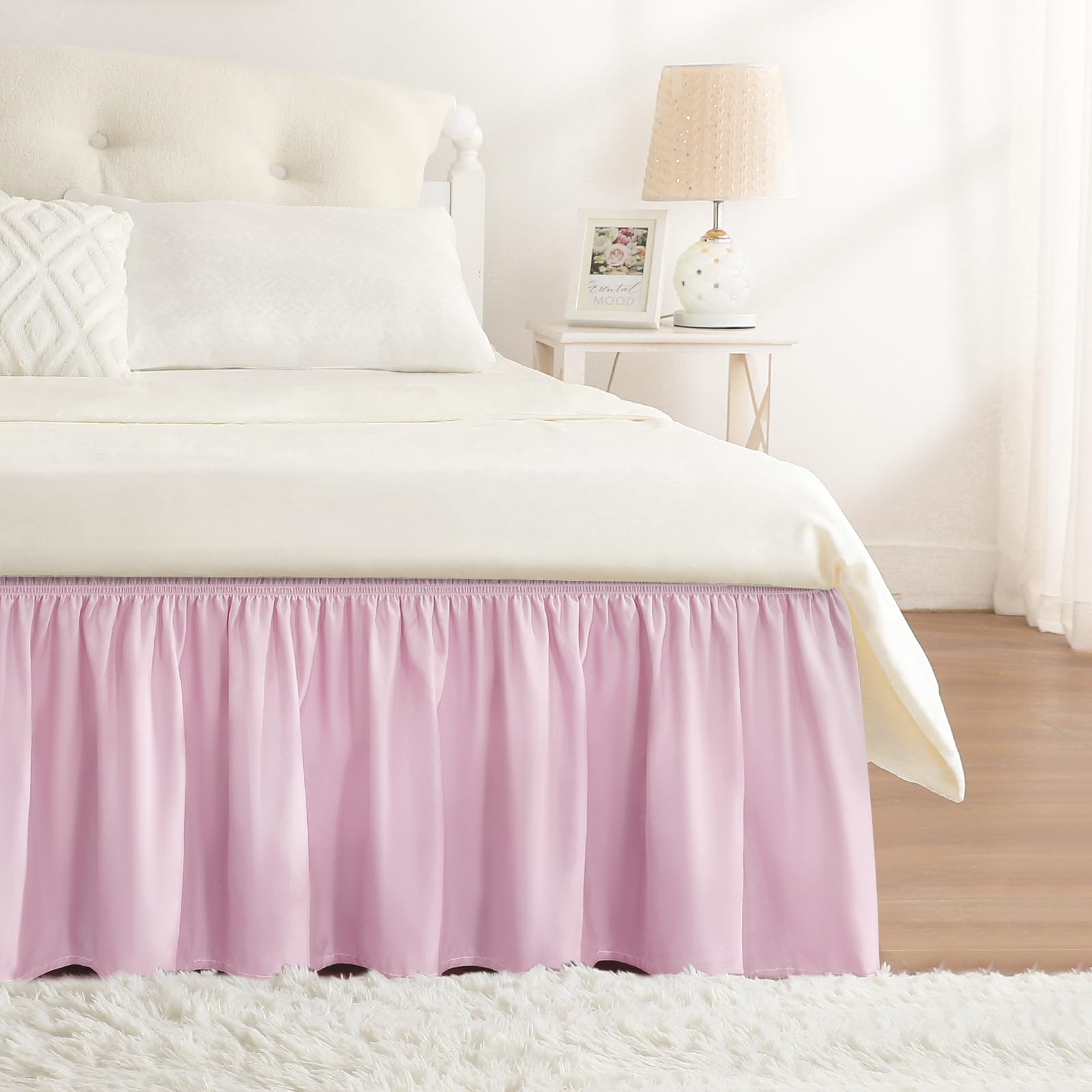 Baby Purple Bed Skirt Queen Size 15" Drop, Elastic Wrap Around Bedskirt