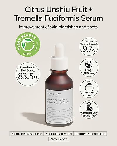 Miniatura 2 de Mary&May Citrus Unshiu Fruit + Tremella Fuciformis Serum 1.01 Fl Oz  1.0 fl oz  Suero VItamin, mejora el tono de la piel y las imperfecciones,