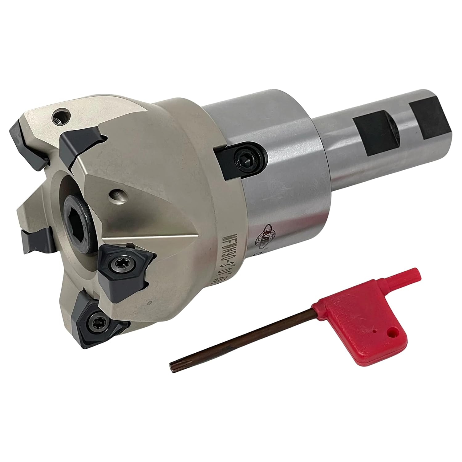 CME 3 90° Indexable Face Mill w/ 1 Weldon Shank Arbor, WNMG080616 Inserts Included, 5 Flutes