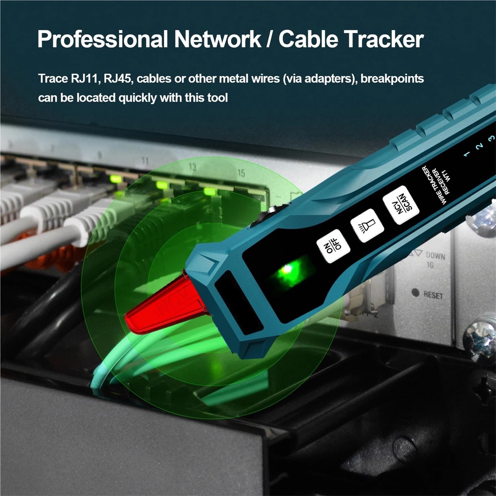 Rastreador de cables multifunción, rastreador telefónicos, detector tóner, localizador líneas, comprobador red Pruebas de transmisión