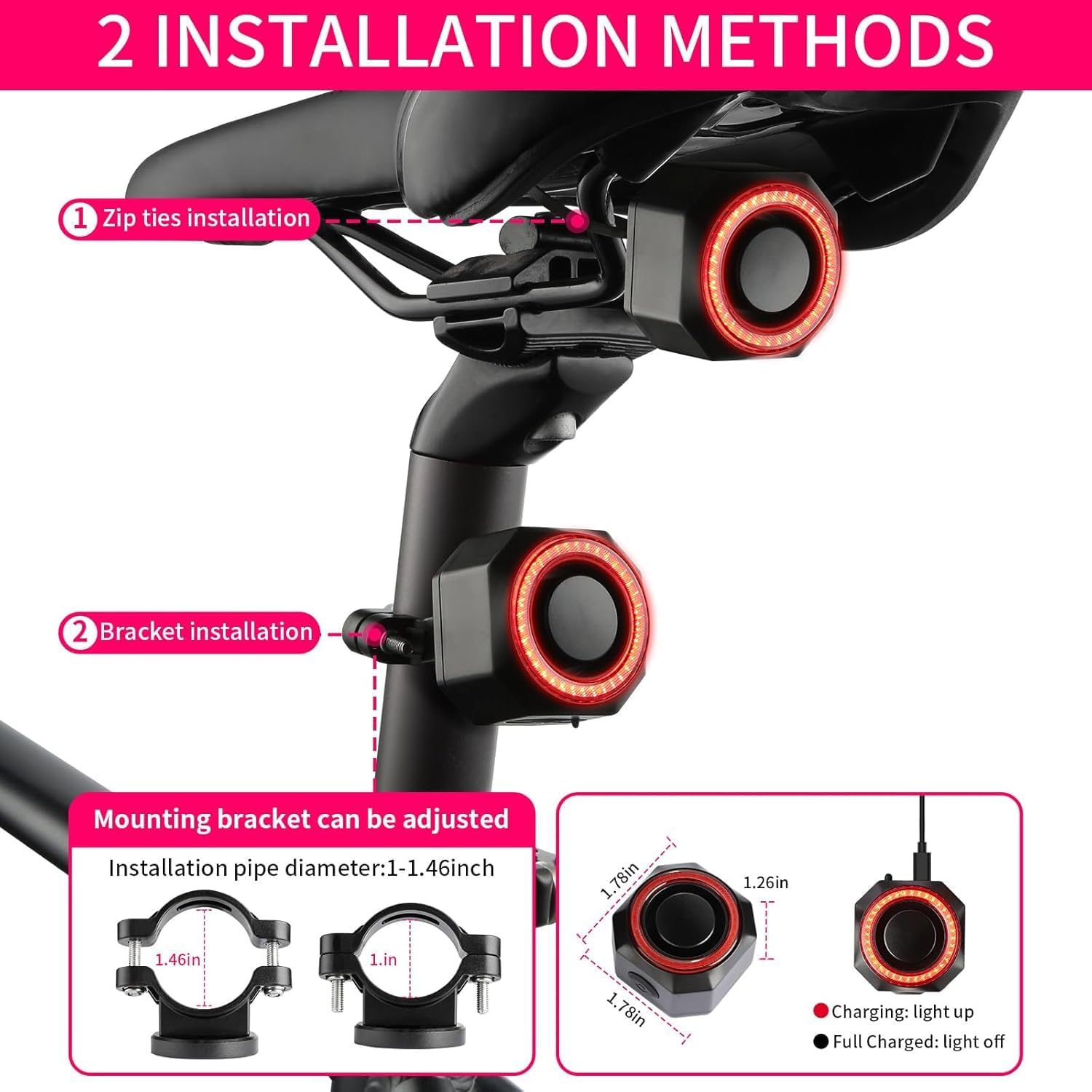 110dB Loud Wireless Anti Theft Vibration Motion Sensor Vehicle Security Anti Theft System,Waterproof Vibration Alarm for Ebike Motorcycle Scooter Car