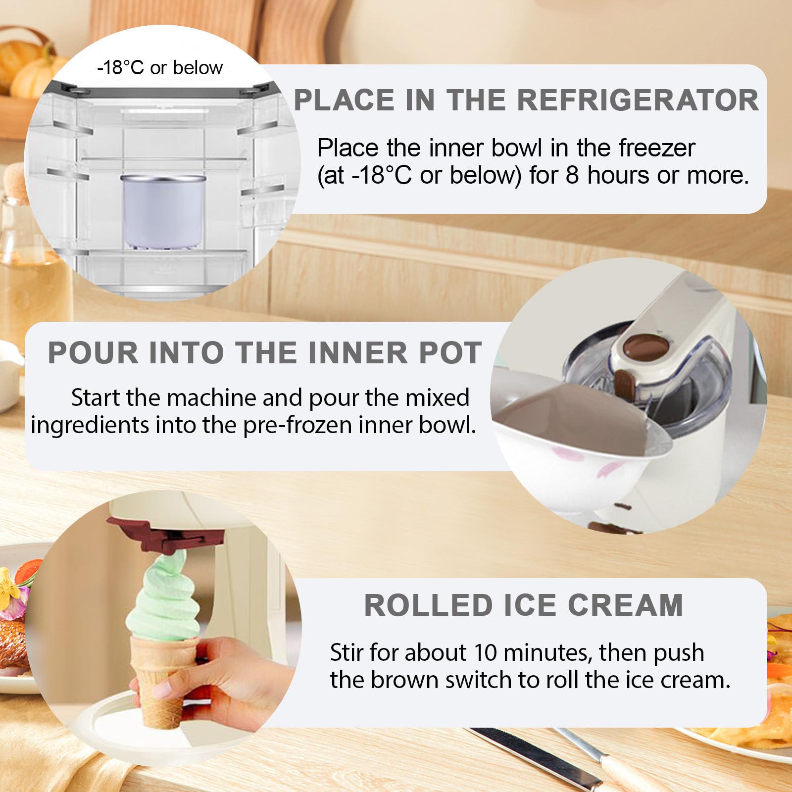 Machine à Glace Italienne Semi-Automatique 1000 ML, Machine à Glace Fruits Grande,CongéLateur De Fruits Et PâTe, Il se démonte et se nettoie Facilement en Quelques Secondes