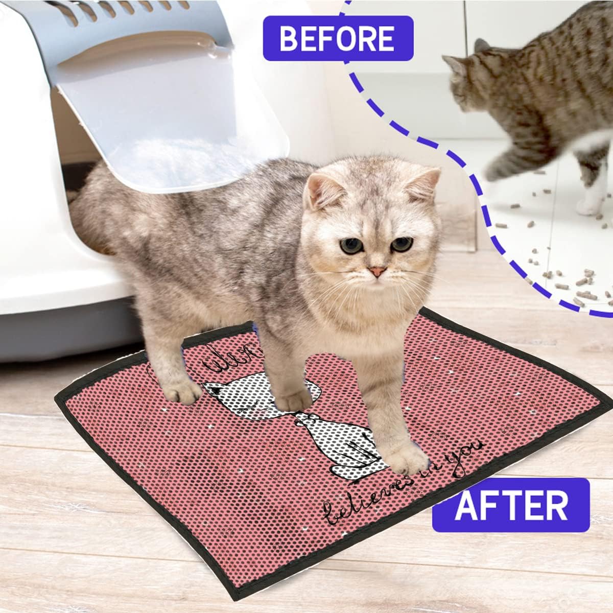 Corelifes Premium Cat Litter Mats, Trapping, Cat Litter Box Mat Scatter