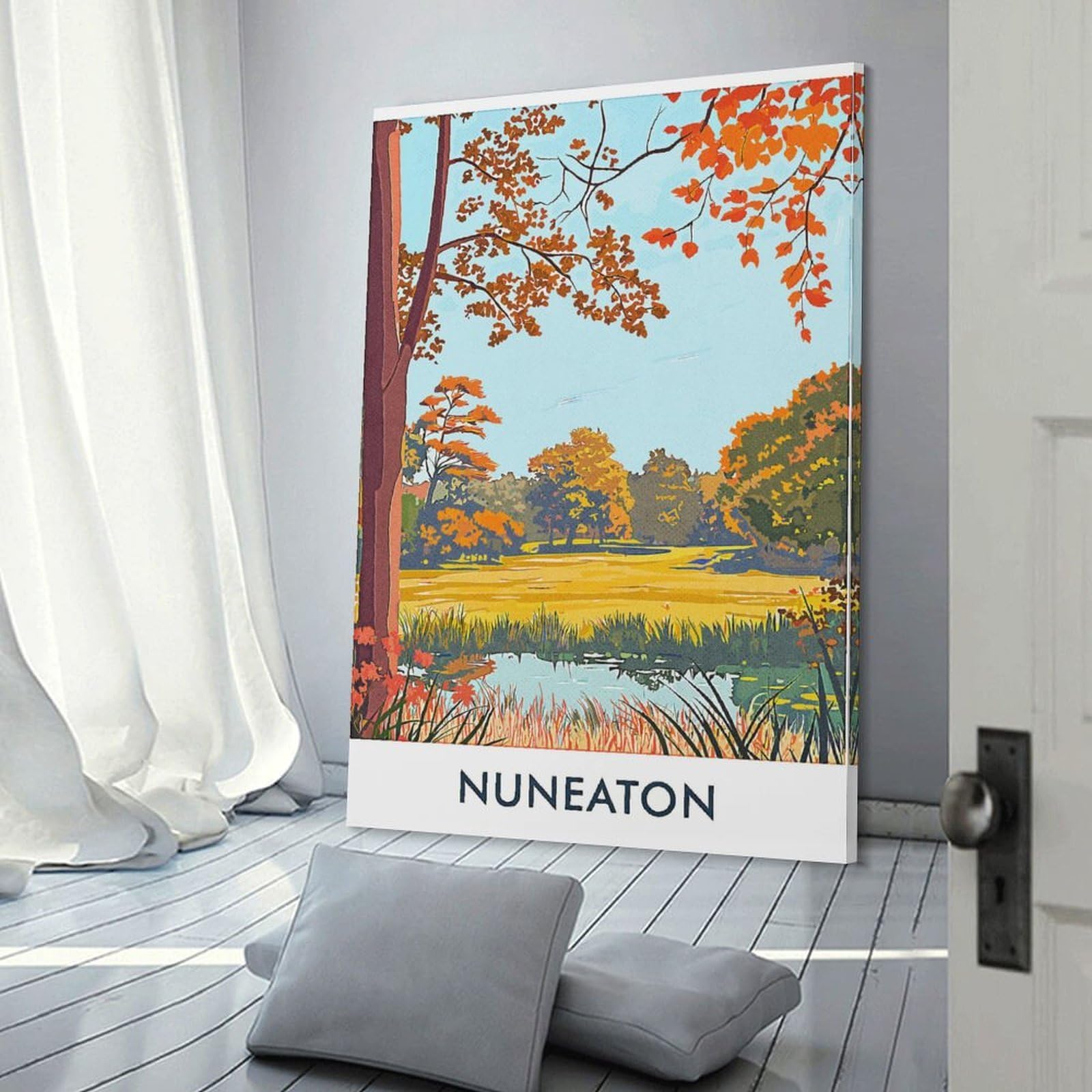 Junmoney Frame-Style-9 Nuneaton Autumn Landscape Wall Art Print, 12X18inch(30X45cm), For Study, Office Or Focused Interiors, Home Office Artwork With Decorative Appeal
