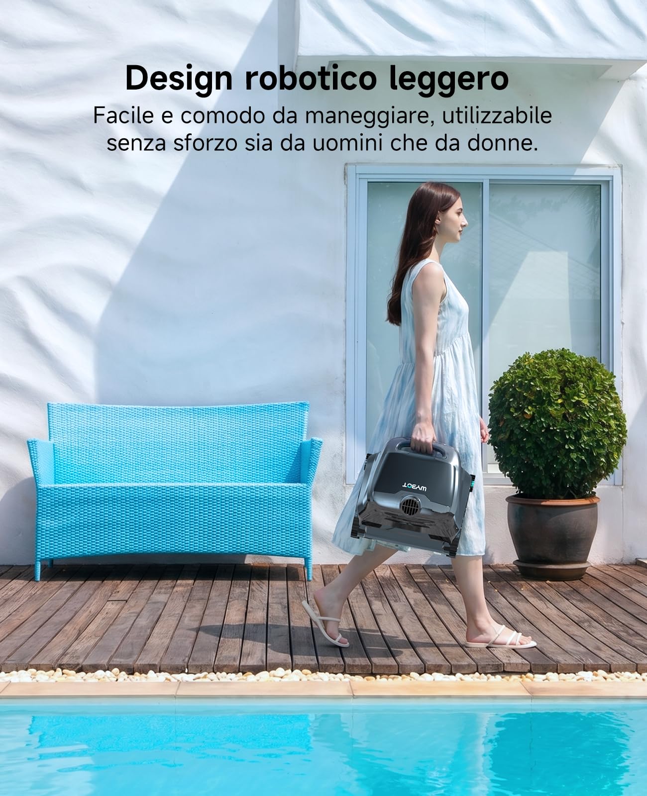 WYBOT OS600 Robot Piscina, Senza Fili, Pulizia Fondo E Pareti, Autonomia 120 Min, Navigazione Intelligente, Parcheggio Automatico, per Piscine Interrate E Fuori Terra, Verde Grigiastro