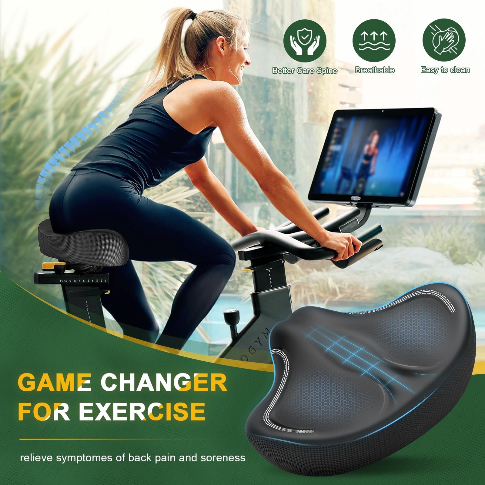 Cojín de asiento de bicicleta de gran tamaño sin nariz, cómodo asiento de bicicleta para hombres y mujeres, sillín de bicicleta extra ancho compatible con Peloton, bicicleta eléctrica