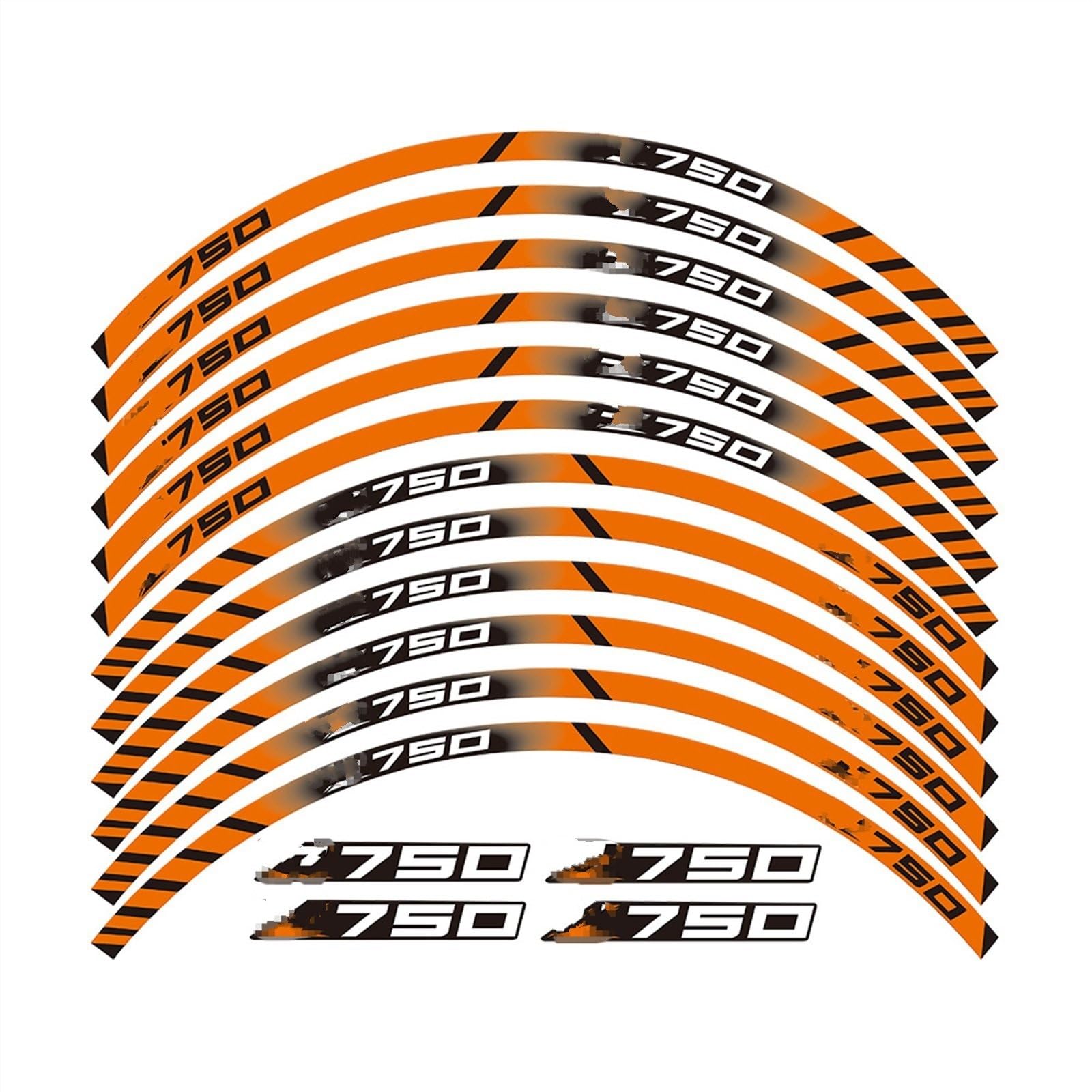 ZAPORA Trottinette Autocollant Réfléchissant De Bande De Jante De Roue De Moto, Ensemble Complet D'autocollants Et pour Kawasaki Z750 Z750 Autocollant Bord(Orange)