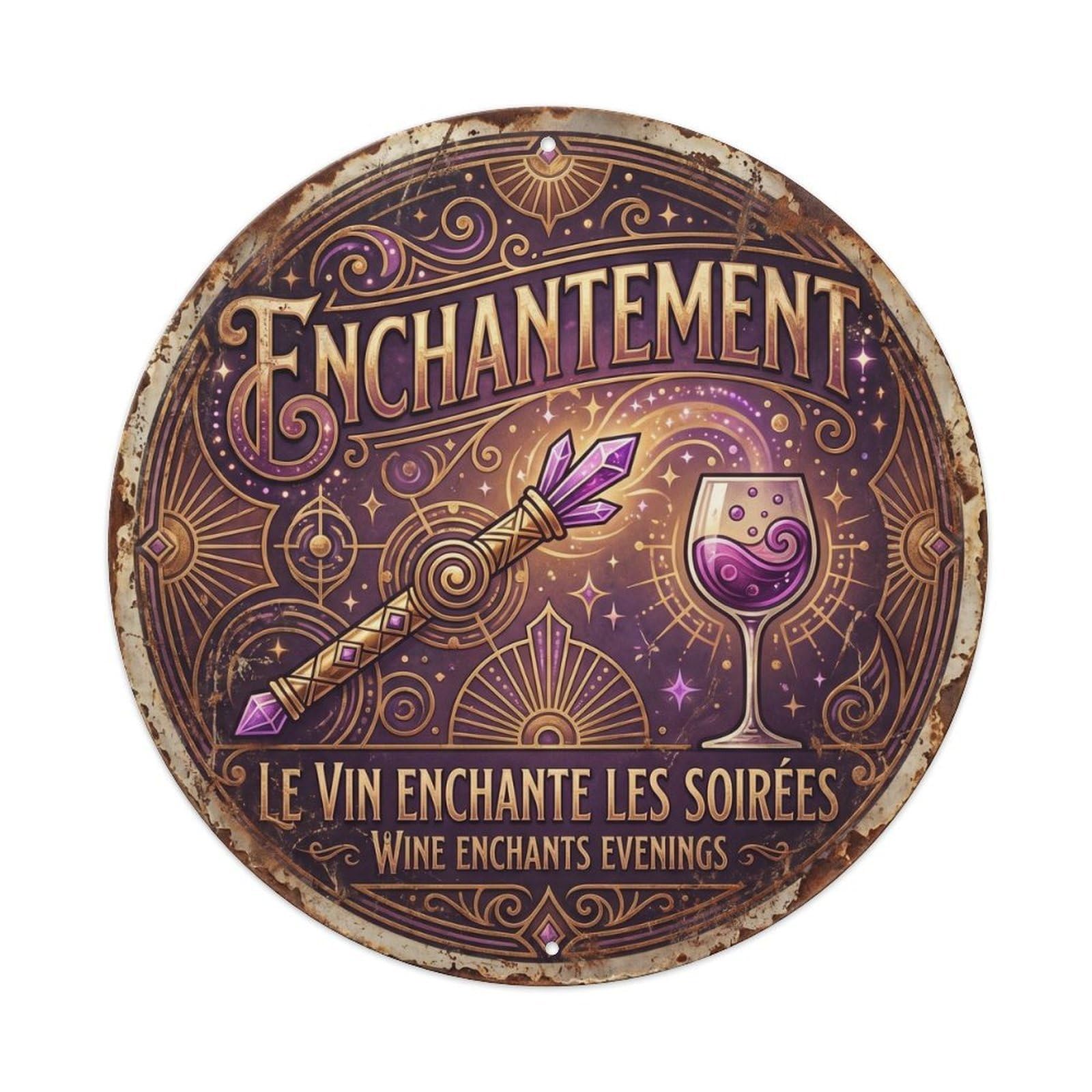 Enchantment Humorous Bistro Enchantment Vintage Metal Tin Sign Plaque Wall Decor for Cafe, Club Bar, Office, Garden Metal Poster 8x8Inch