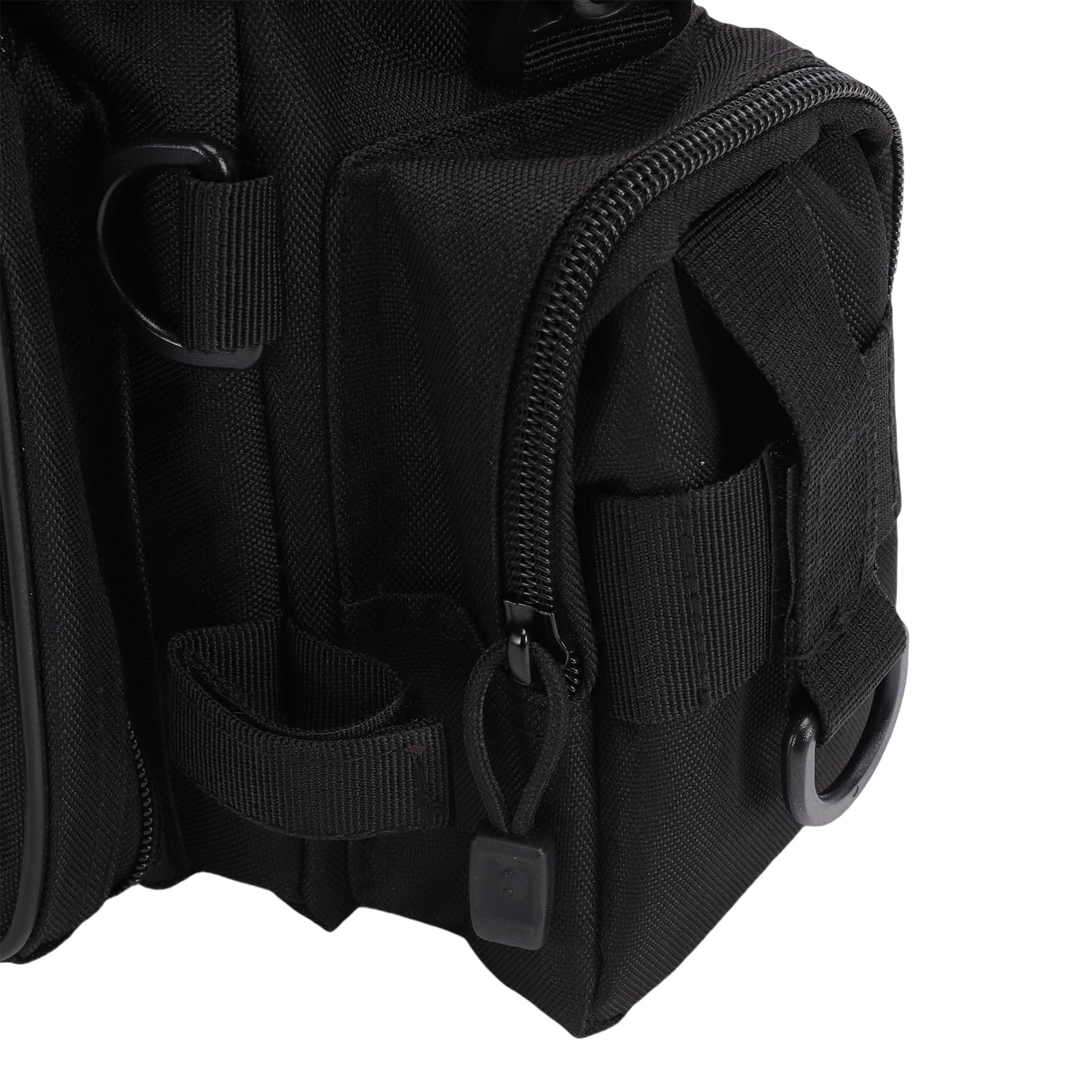 Angeltaschen, Umhängetasche aus Oxford-Stoff mit 23 Boxen, Zwei Tragemodi, Zange für Köder, Haken, Gewichte, Angeln (Schwarzes Set)