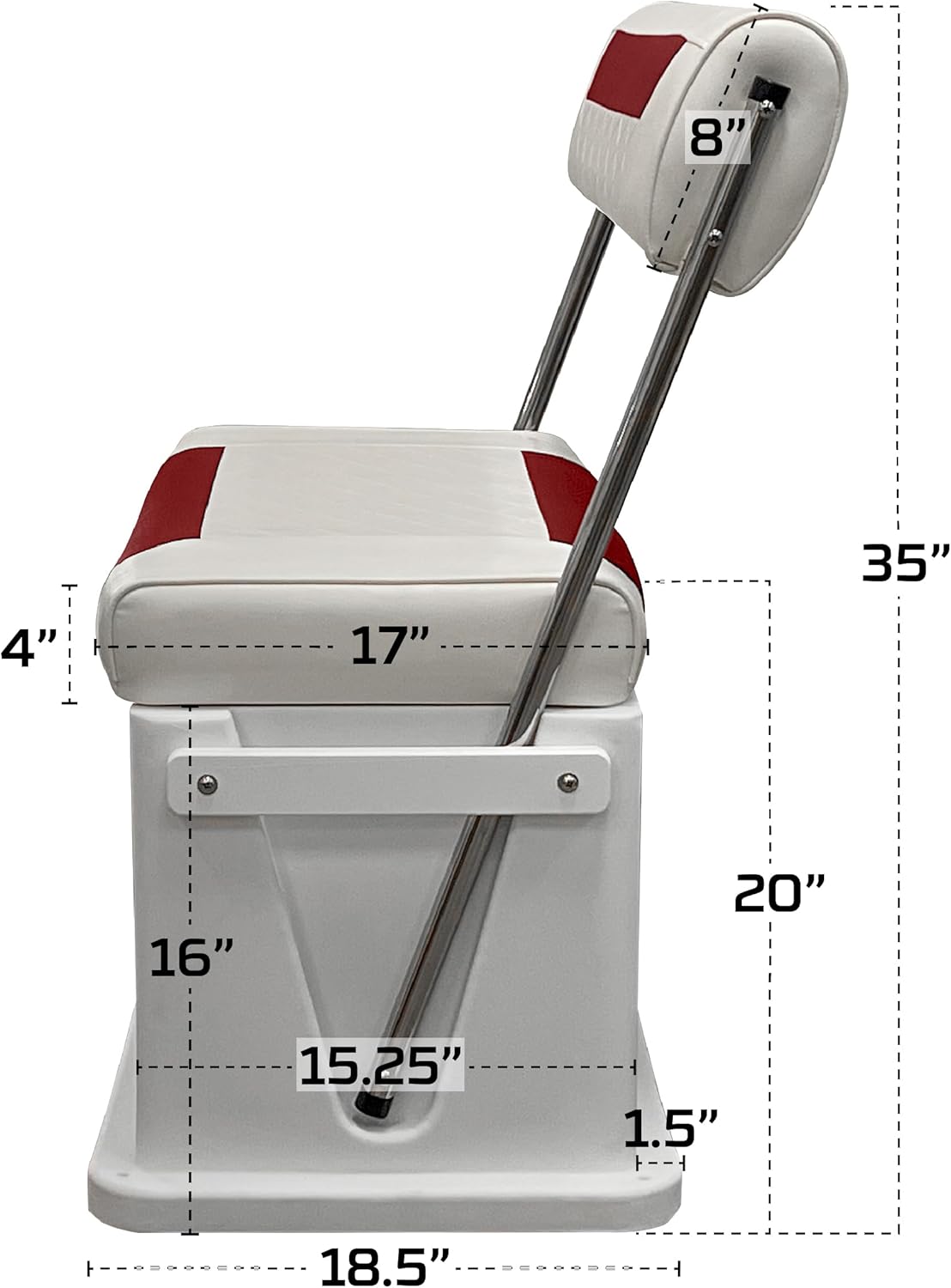 Wise 8WD437-1906 Premium Swingback Cooler/Storage Seat, 62 Quart, White/Crimson Red