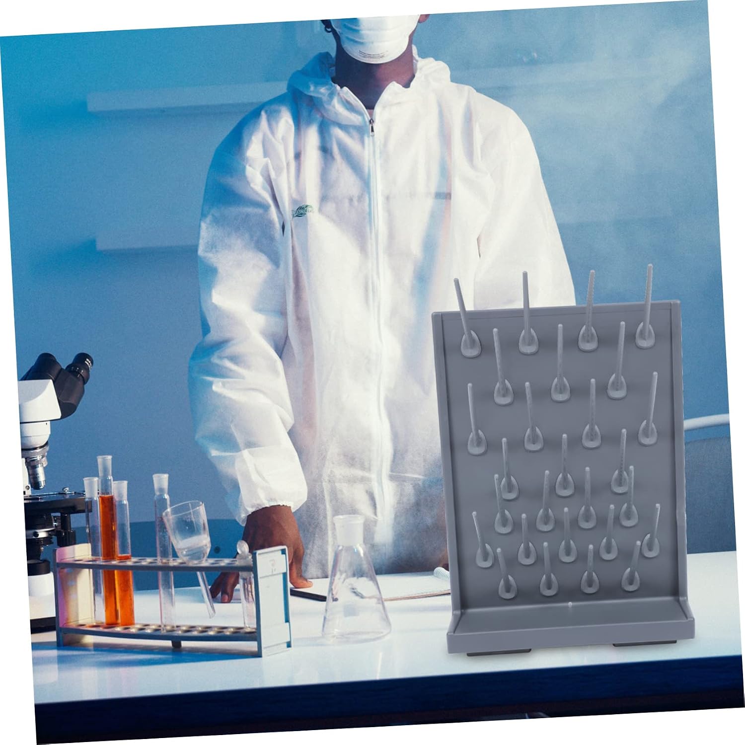 LIFKOME 2pcs Test Tube Drain Rack Lightweight PP Laboratory Drying Stand Space Saving Design for Easy Storage and Safe Material for Labs and Glassware Drying