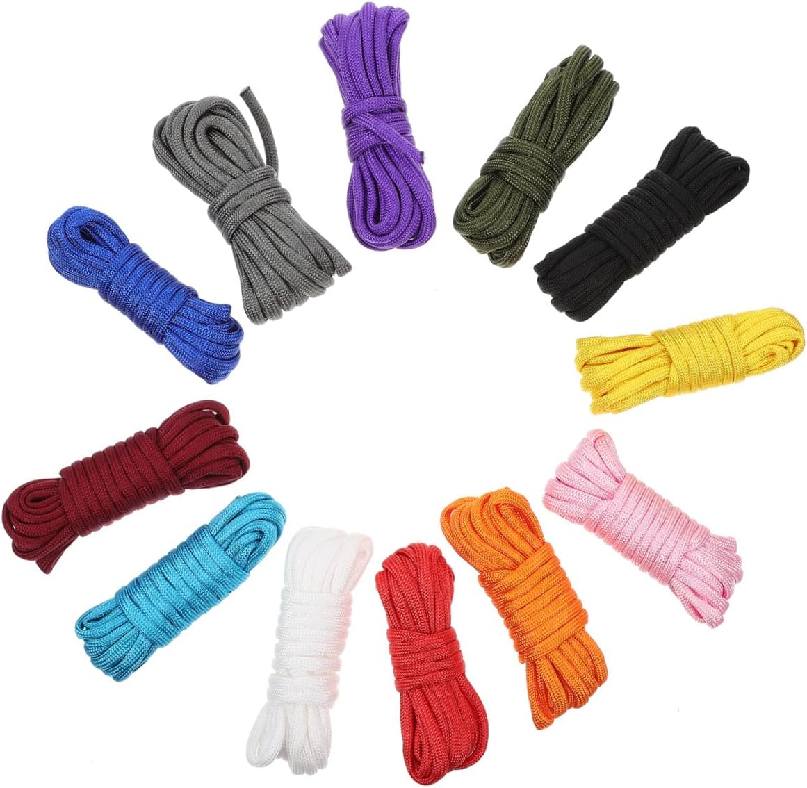Ciieeo 12 Rolls Braided Survival Rope Tent Fix Rope Emergency Camping Hiking Utility Cord 3 Meters Each Outdoor Guy Lines for Climbing and Outdoor Recreation Random Color