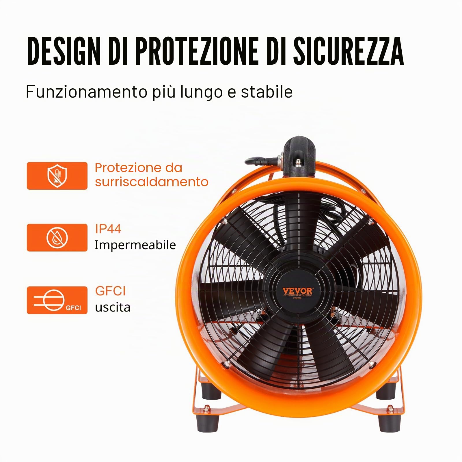 VEVOR Ventilatore di Scarico Motore 255W Estrattore d'Aria Condotto Industriale 254 mm Tubo di Scarico 5m Volume d'Aria 1720 CFM Ventilatore di Scarico per Estrarre Polvere Fumo Velocità 2830 giri/min