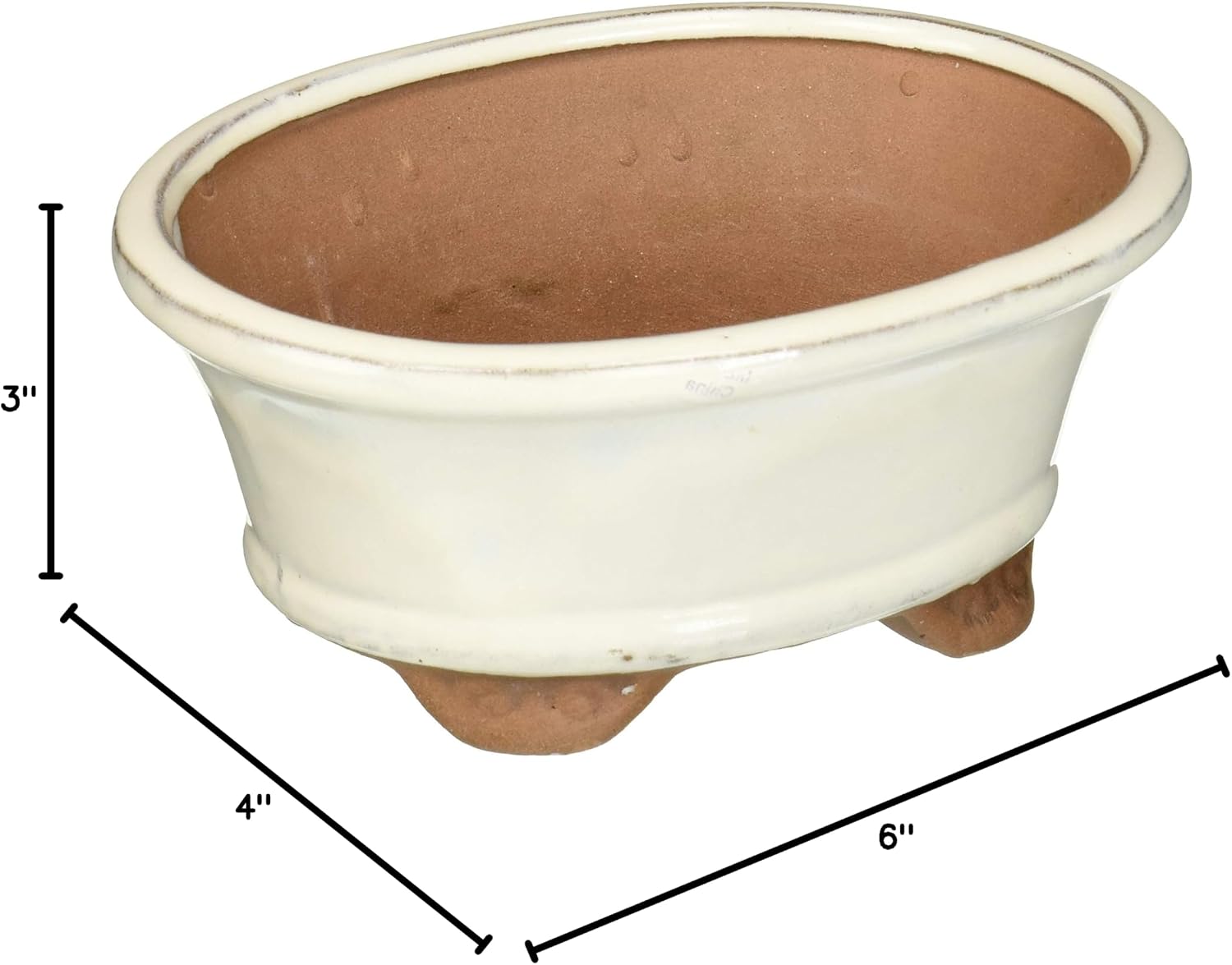 Brussel's Bonsai - Small Ceramic Bonsai Plant Pot, Oval Glazed Planter image 2