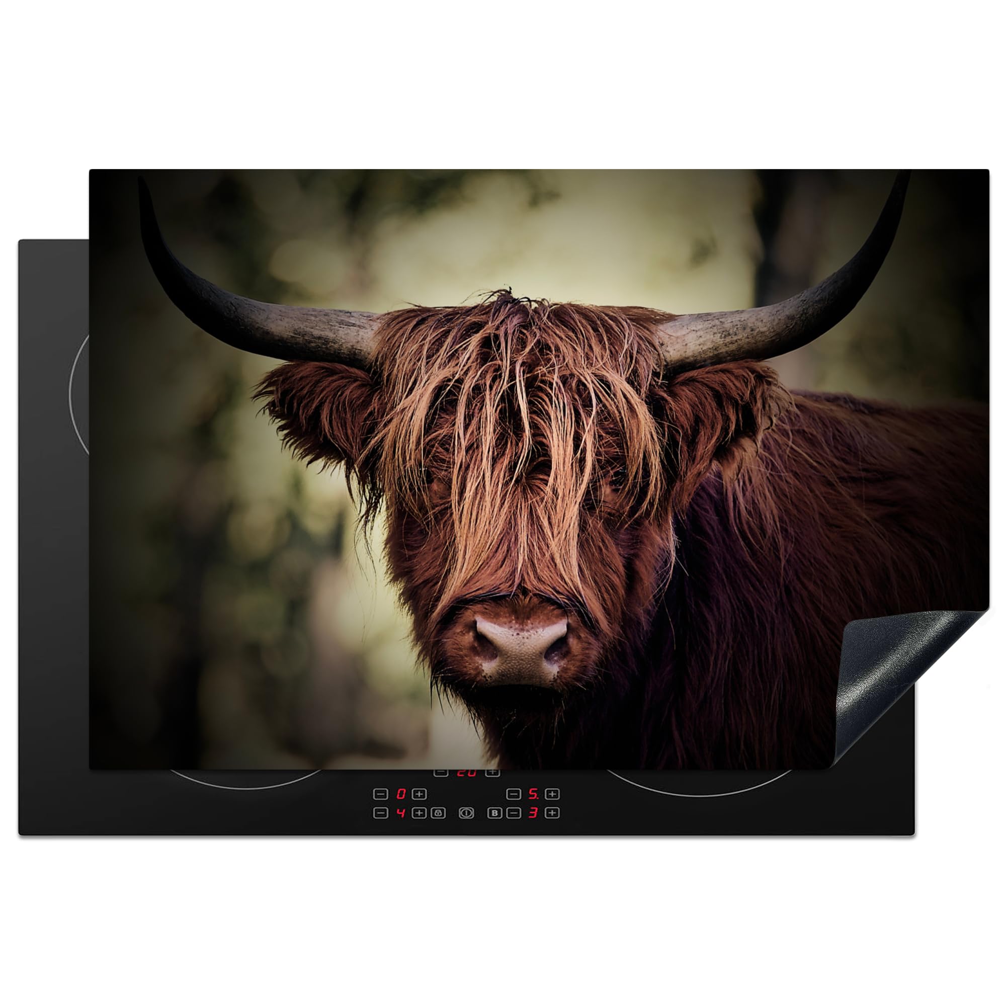 KitchenYeah© Induction Hob Protector Mat 20.5"x30.7" / 78x52 cm Cooker Top Protectors Cover Ceramic Covers Electric Hobs Vinyl Highlander - Light - Portrait - Nature