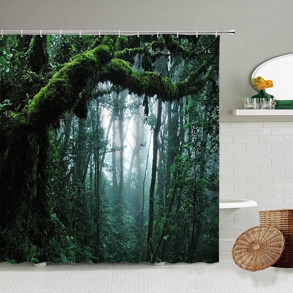 Tenda Doccia Primavera Con Stampa Foresta 3D - Impermeabile, Antimuffa, 180x200 Cm - Foto 10