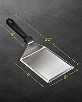 Vista 3 de HULISEN Espátula grande de acero inoxidable para parrilla, espátula de metal resistente de 6 x 5 pulgadas con bordes de corte, accesorios