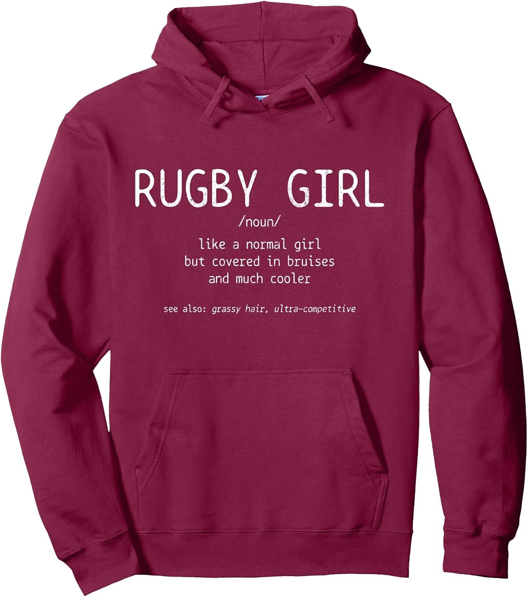 Sudadera con capucha para jugador de rugby con diseño de chica divertida