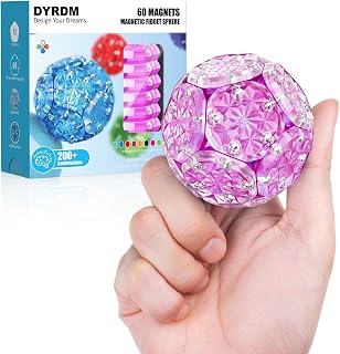 DYRDM Magnetic Fidget Sphere 12 PCS, 200+ Combinations with Magnet Blocks, Magnetic Fidget Toys, Sensory Balls Desk Toys for Adults & Teens 14+, Stress Relief Gift, Stocking Stuffers Purple