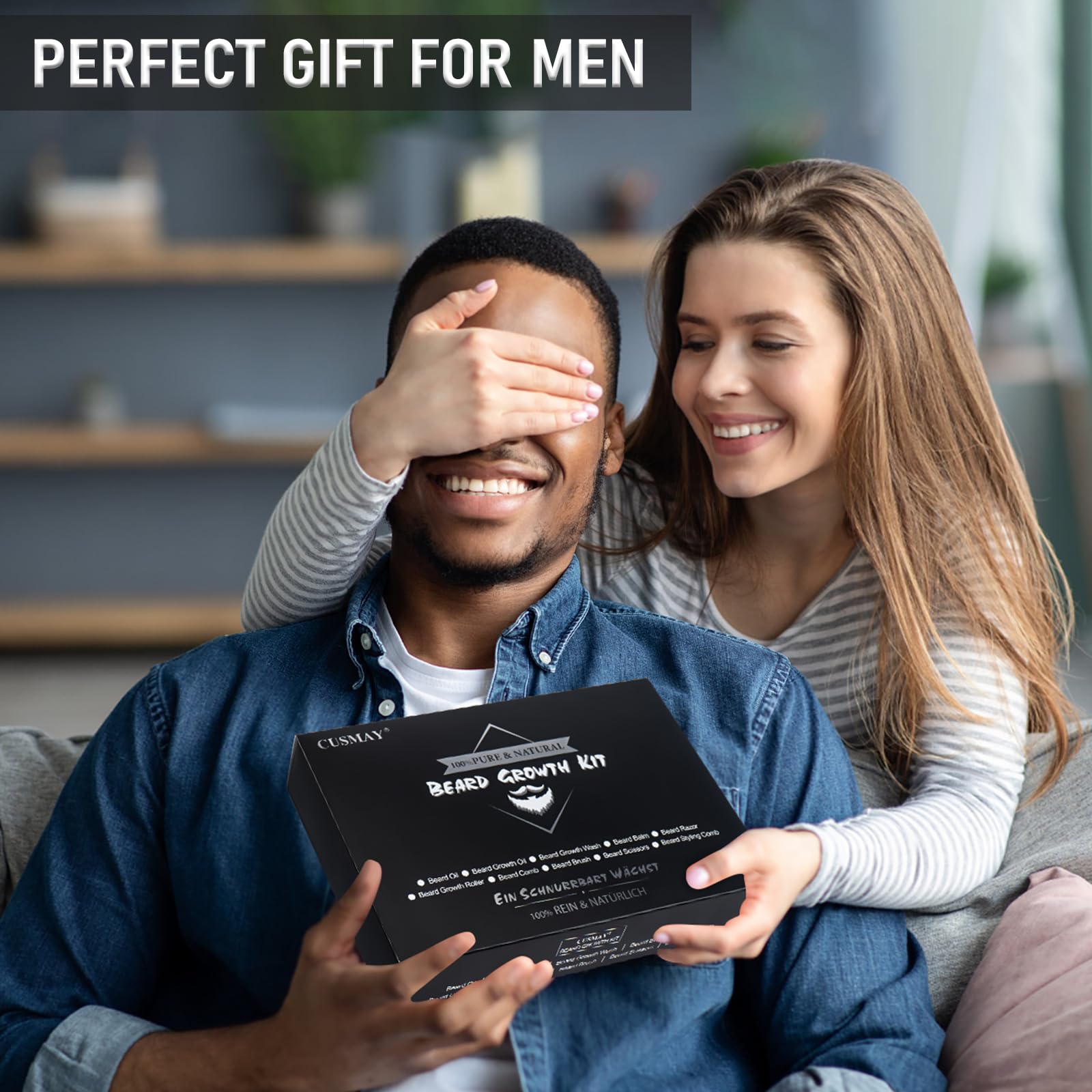Kit Soins Barbe pour Hommes 11 en 1 Kit Barbe Homme Complet avec Shampoing, Huile, Crèmes de Barbe, Brosse à Barbe, Ciseaux, Rouleau Barbe, Rasoir, Kit Entretien, Coffret Cadeaux - Noir Classique