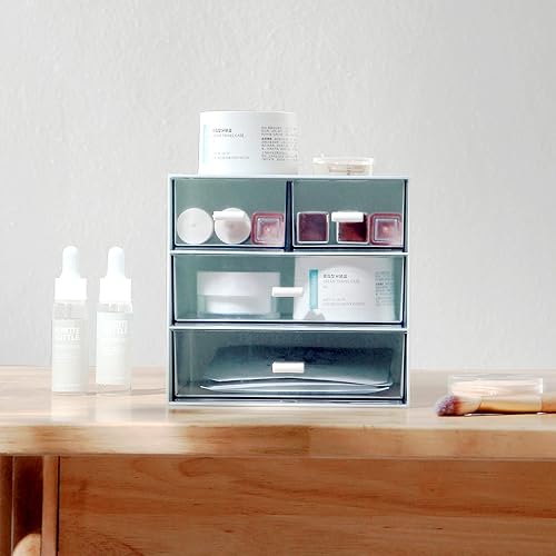 Miniatura 2 de Organizador de maquillaje, organizador de escritorio con 4 cajones, almacenamiento de artículos diversos, caja de almacenamiento de cosméticos de