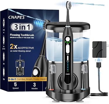 Electric Toothbrush with Water Flosser, Flossing Toothbrush, 500ML,B
