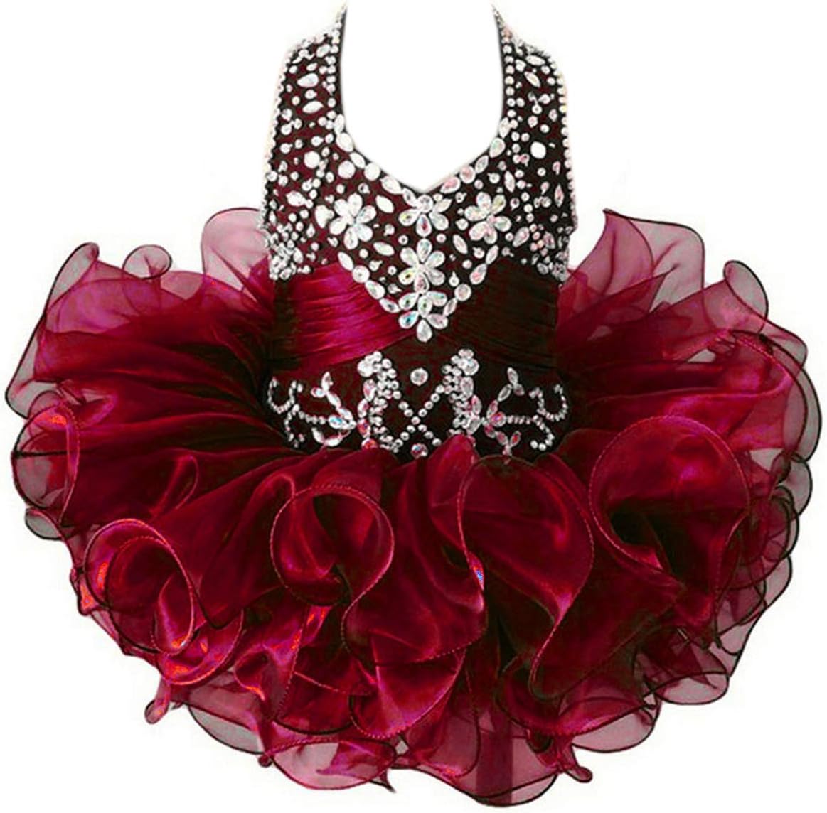 G.CHEN ChengCheng Baby Girls Halter Cupcake National Infant Pageant Dresses Burgundy 01