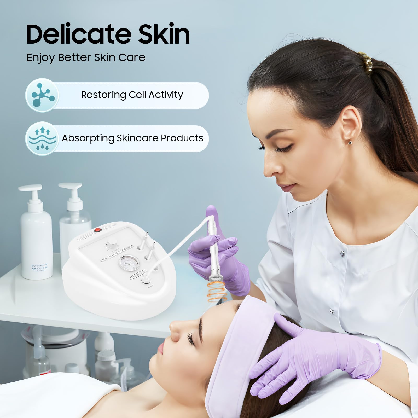 Diamentowa maszyna do dermabrazji 3 w 1 profesjonalne urządzenie do mikrodermabrazji pielęgnacja twarzy pielęgnacja skóry peeling twarzy maszyna do usuwania zmarszczek biała