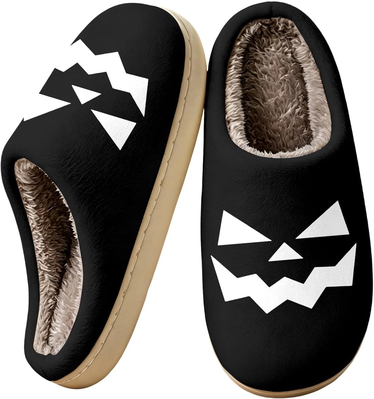Halloween Print House Slippers Warm Fuzzy Slip‑On Indoor Slippers For Women