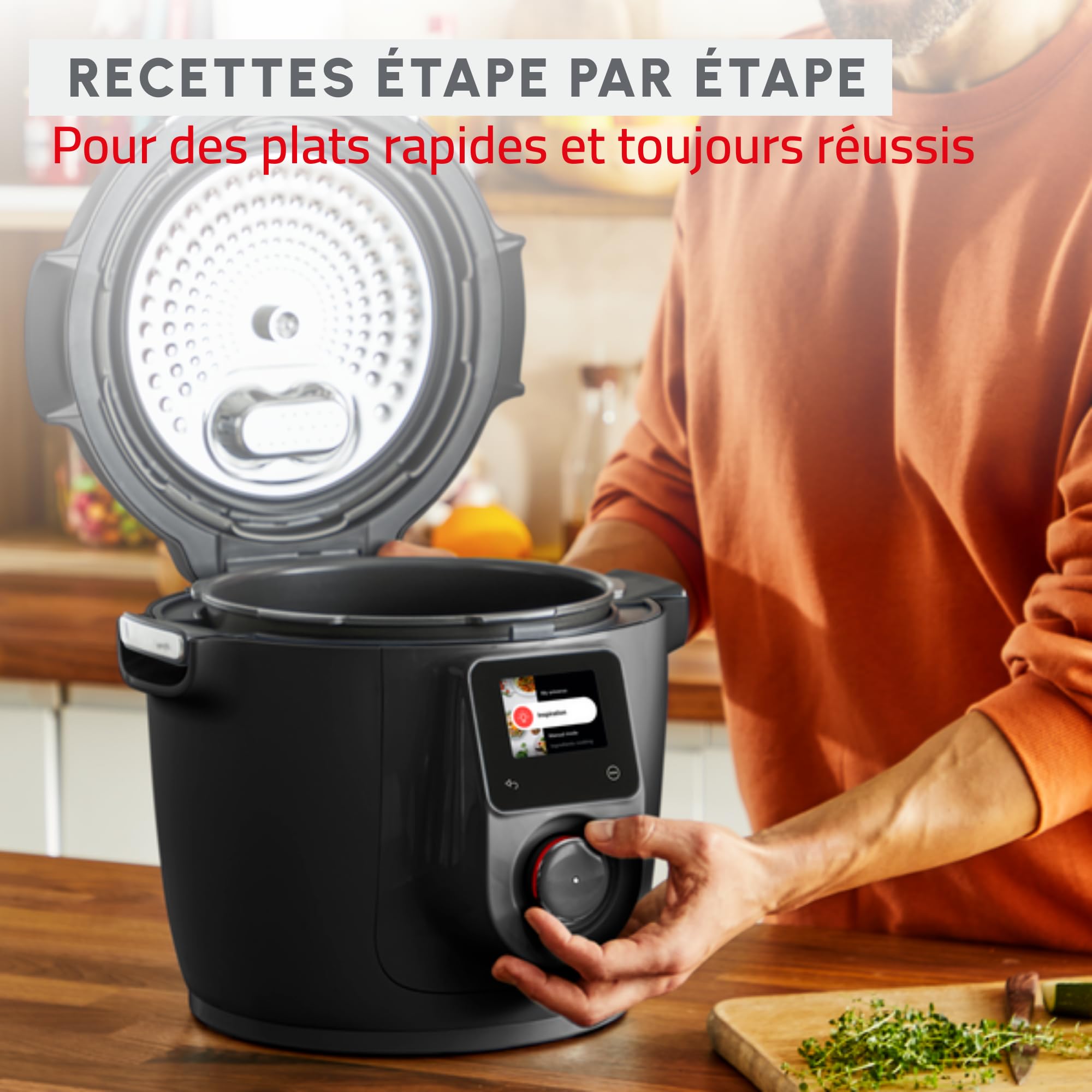 Moulinex Cookeo Wi-Fi 10 w 1, multicooker, 10 trybów gotowania, gotowanie ciśnieniowe, szczegółowe kroki, CE96G810, czarny