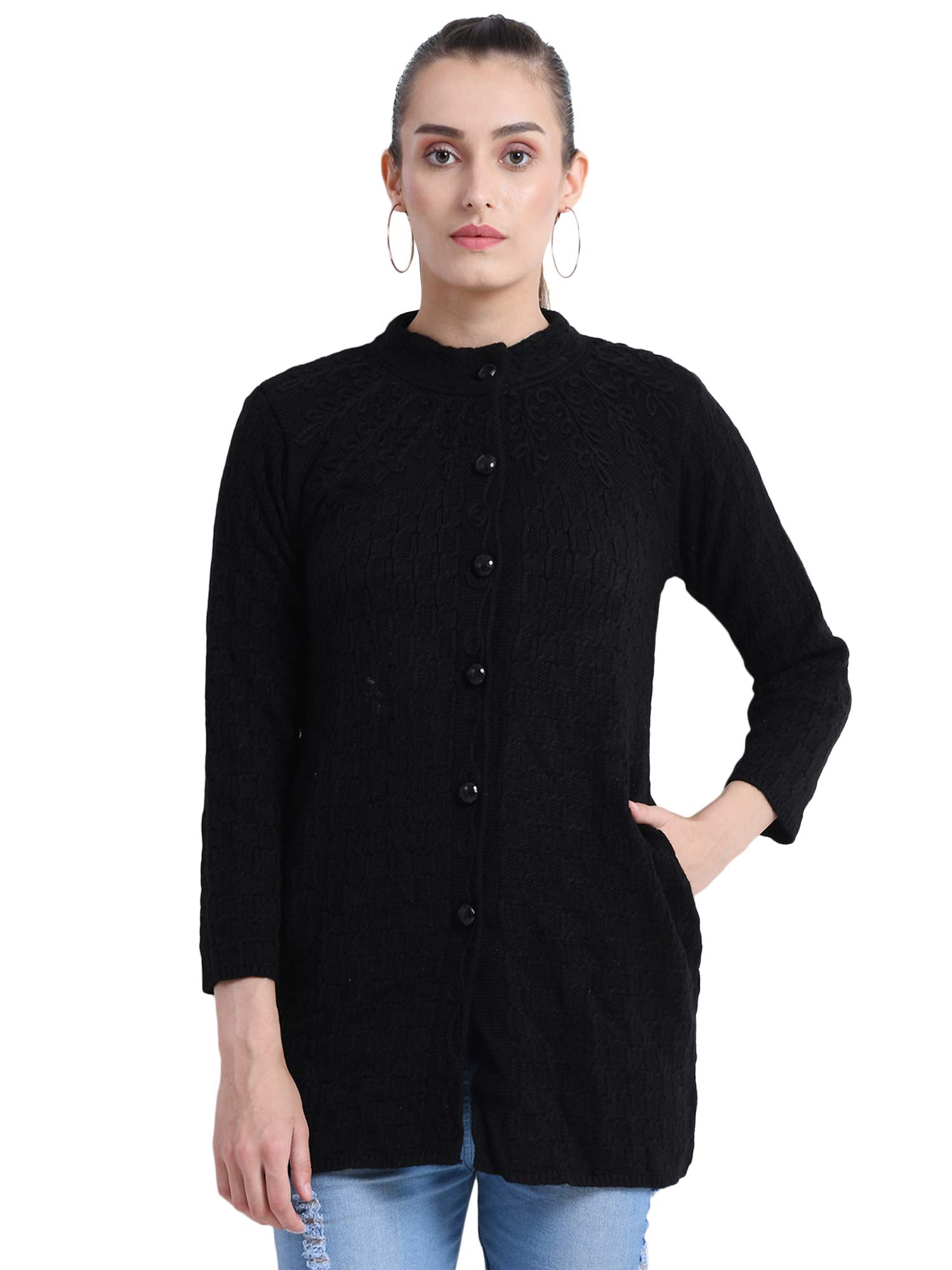 HAUTEMODAWomen's Woollen Button Long Cardigan with Pockets