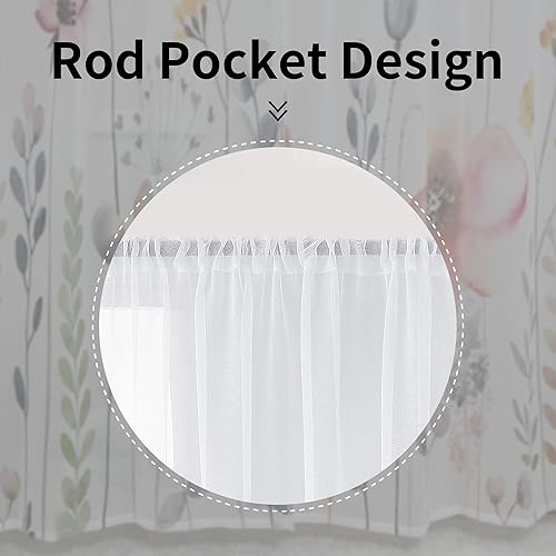 Miniatura 10 de Cortinas de hojas de rosas para sala de estar de 84 pulgadas de largo, juego de 2 paneles elegantes con estampado floral de primavera, cortinas