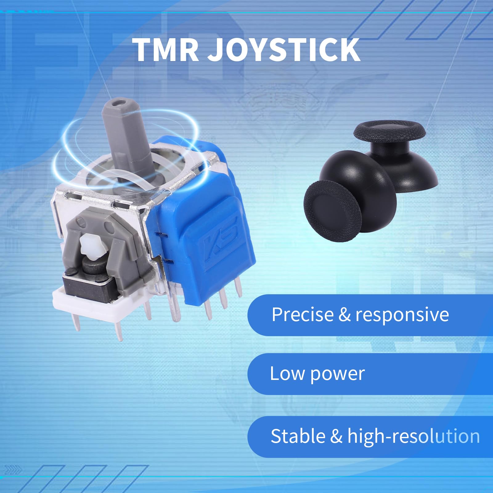 TMR Elektromagnetyczne Joystick, Kompatybilne z PlayStation 5 PS5, Bez Dryftu, Zestaw Naprawczy z Nasadkami 3D, Akcesoria Zamienne z Narzędziem Otwierającym