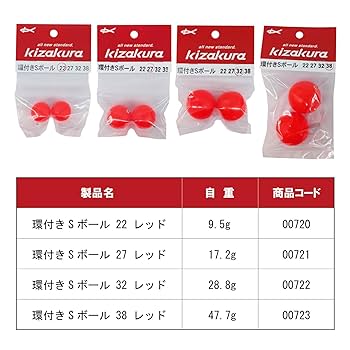 Amazon | キザクラ(Kizakura)環付きSﾎﾞｰﾙ 22 ﾚｯﾄﾞ(2個入