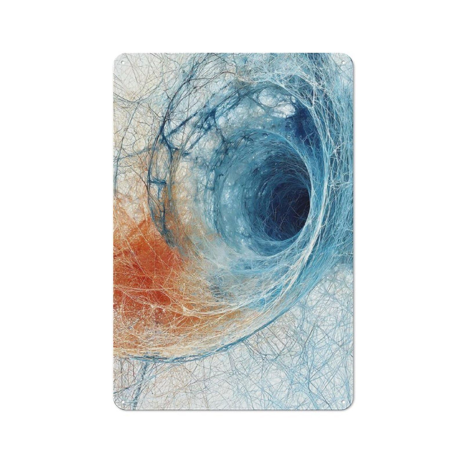 Rustic Tin Sign 30x20cm Featuring Abstract Swirling Vortex for Living Room Wall, for Metal Sign Collectors, for Garage And Workshop Walls