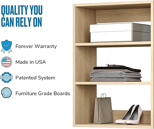 Miniatura 7 de Modular Closets Vista Collection - Unidad organizadora de armario integrada de madera con torre corta (blanco, 25.5 pulgadas de ancho)