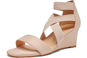 Women's Comfortable Elastic Ankle Strap Low Wedge Sandals