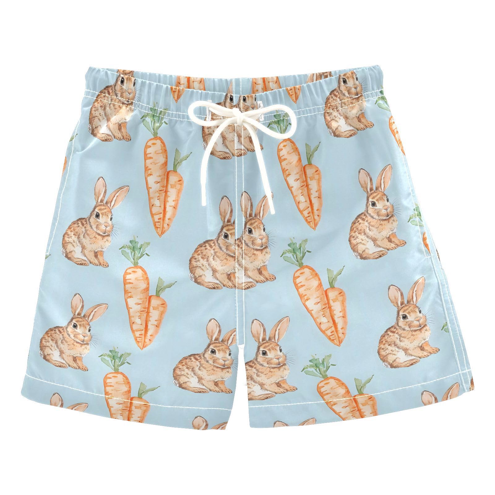 Rabbit and Carrot on Blue Boys Swim Trunks Toddler Shorts Swimwear Boardshorts