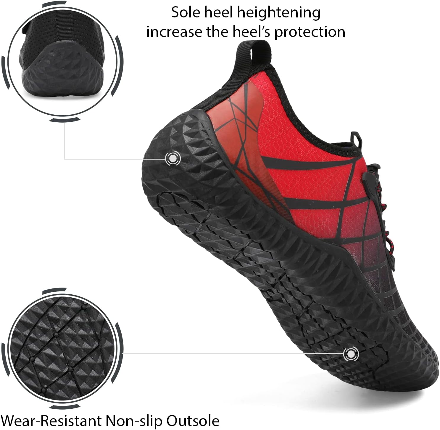 Spesoul Womens Mens Water Sports Shoes Outdoor Quick Dry Barefoot Athletic Aqua Shoe for Beach Swim Pool Surf Diving Yoga 5 Women/3.5 Men Jb Blackred