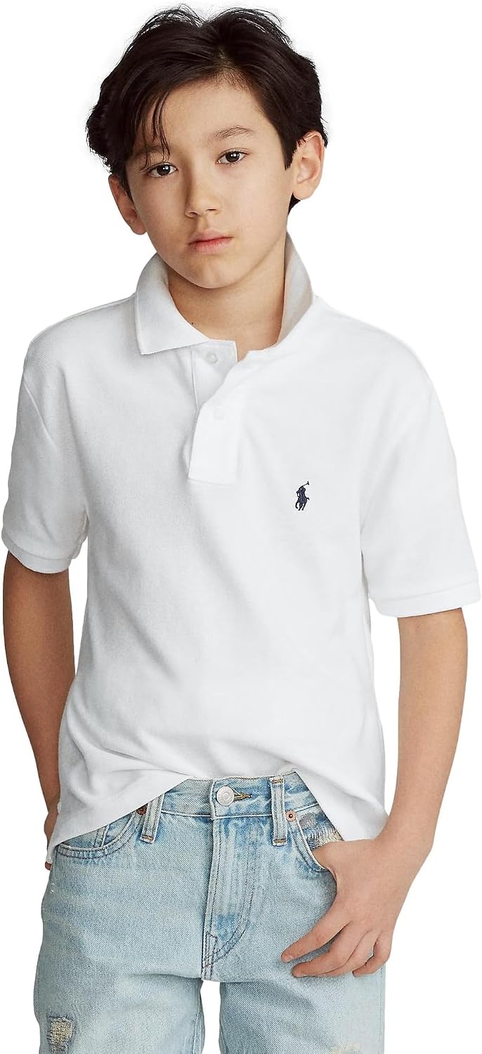 POLO RALPH LAUREN Boys' Classic Cotton Mesh Polo Shirt (RalphWhite, XL)