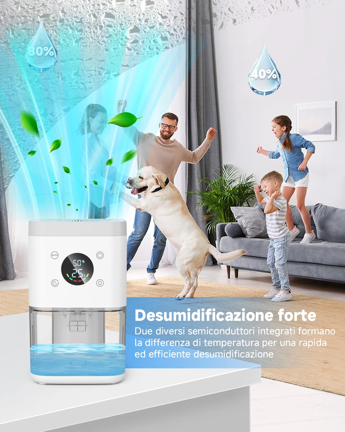 Deumidificatore elettrico, 1800 ml, deumidificatore silenzioso