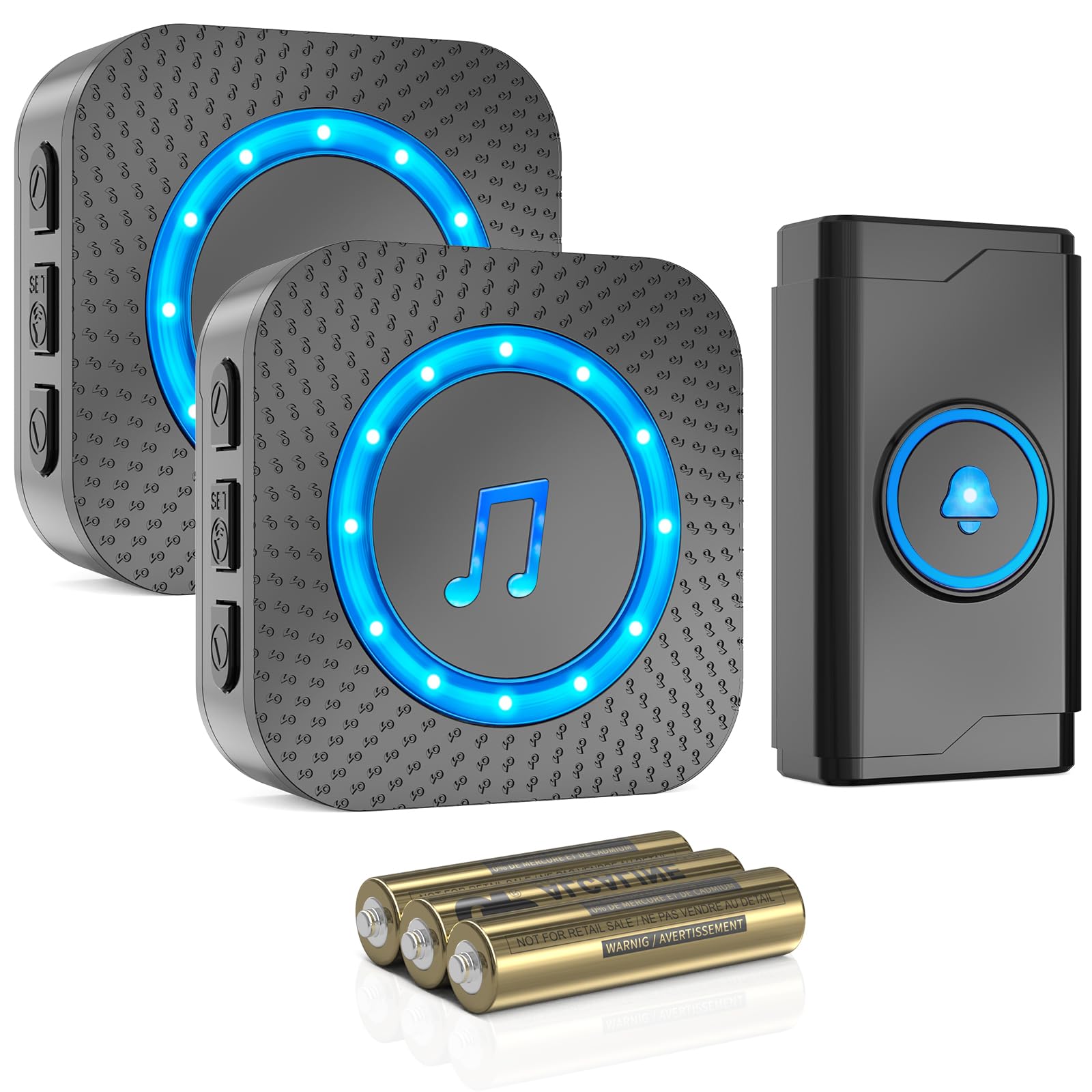 Photo 1 of SURFOU Battery-powered Wireless Doorbell with 2 Receivers 1 Button,IP55 Waterproof Door bell,1300 FT/400M Remote Doorbell,55 Chimes 5 Volume,Flashing LED Light,110 db Loud Volume,For Home/Outdoor