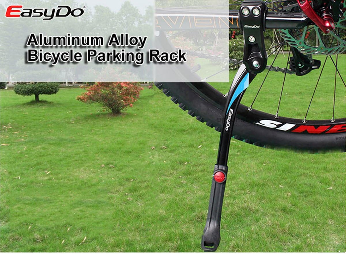 24"-29" MTB Bicycle Kick Stand Parking Racks Mountain Bike Kickstand Road Cycling Side Stand Support Adjustable 34-41cm (Blue)