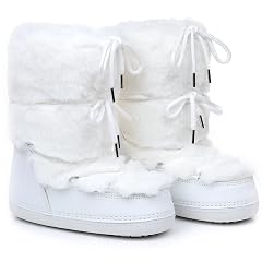 Faux Fur Snow Boots for Women Furry Fuzzy Fluffy Womens Boots Lace-up Winter Warm Fur Lined Mid-Calf Non-Slip