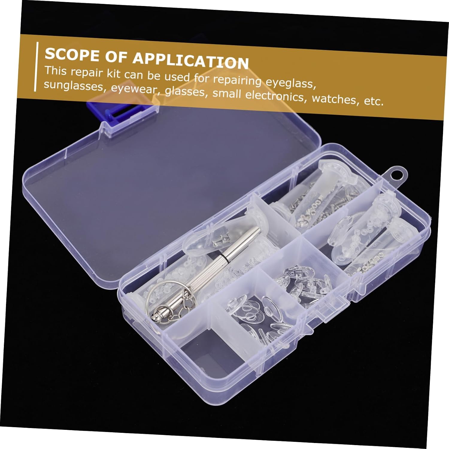 ORFOFE 3sets Eyeglass Repair Kit Nose Pads and Screws Ear Grips for Glasses Repair Essential Tool for Eyewear Sunglasses and Watches Includes Tweezers and Screwdriver